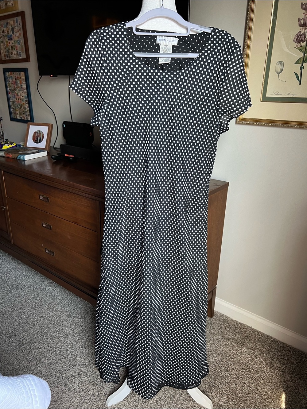 White Stag Black and White Polka Dot Maxi Dress